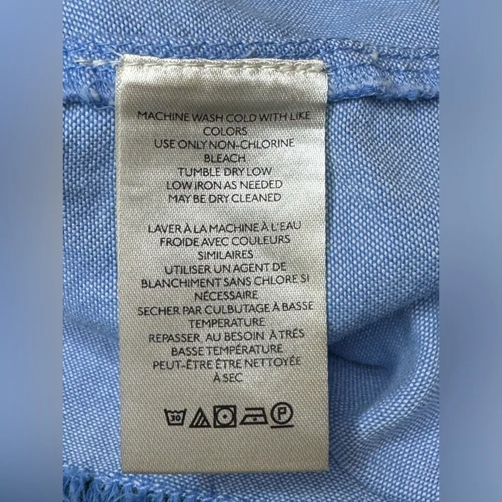 Free People We The Free Blue Smock Oxford Shirt Size Extra Small - Image 10