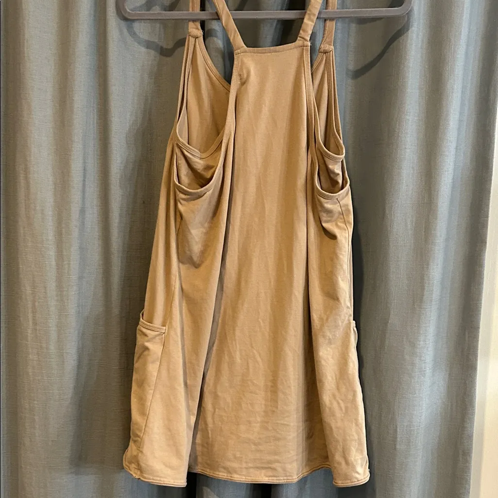 Tan Spaghetti strap Dress with Pockets - Image 5