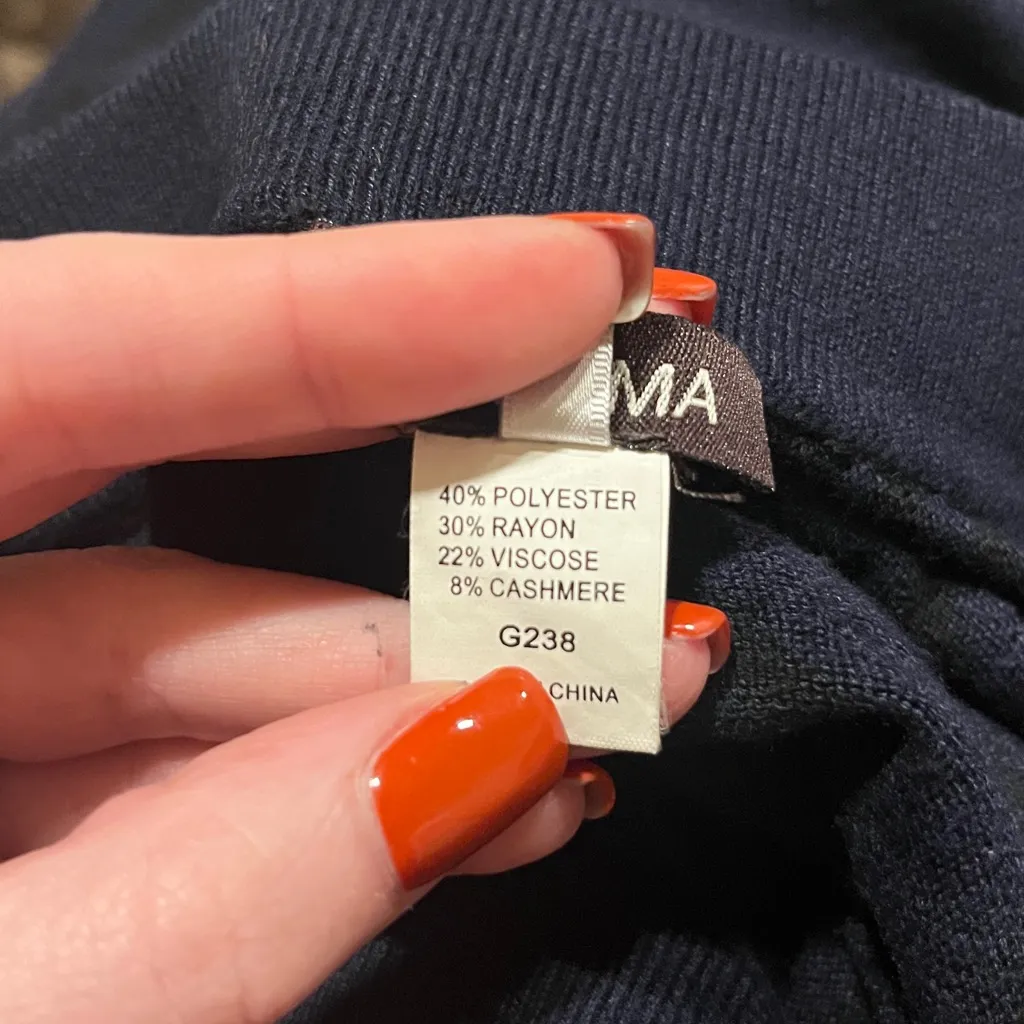 Kerisma Cashmere Skater Skirt, High-Waisted, Navy Blue Striped - Image 7