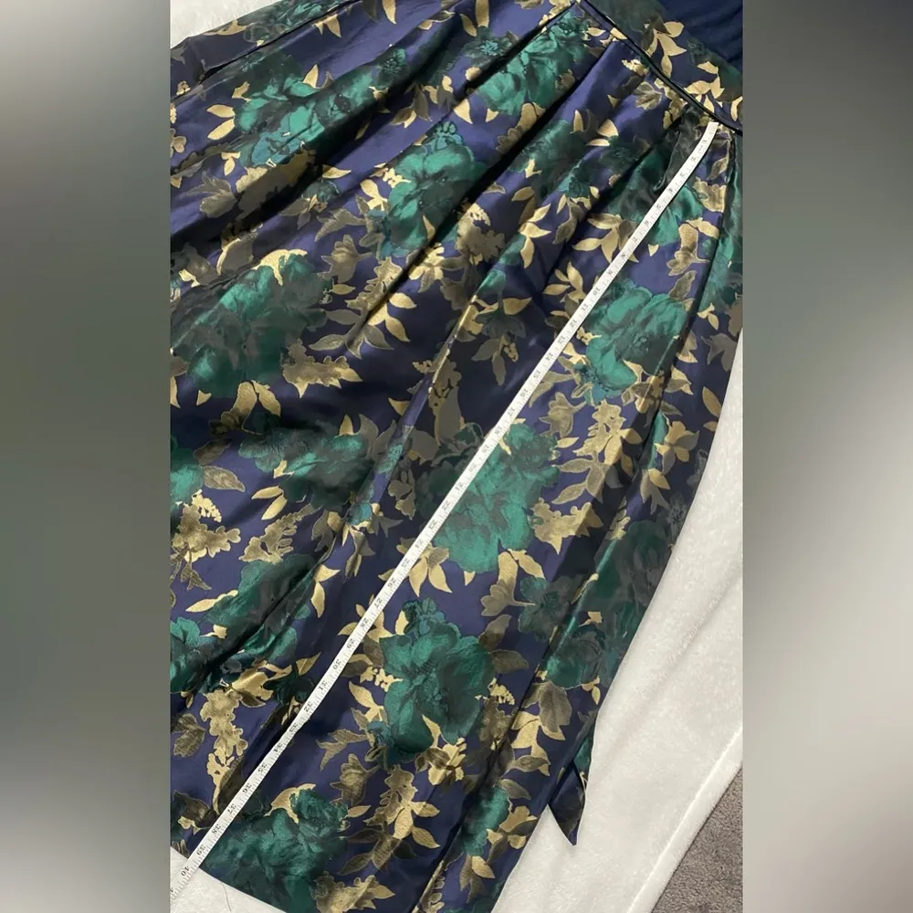 Blue Green And Metallic Gold Pleated Formal Evening Gown Maxi Dress - Image 13