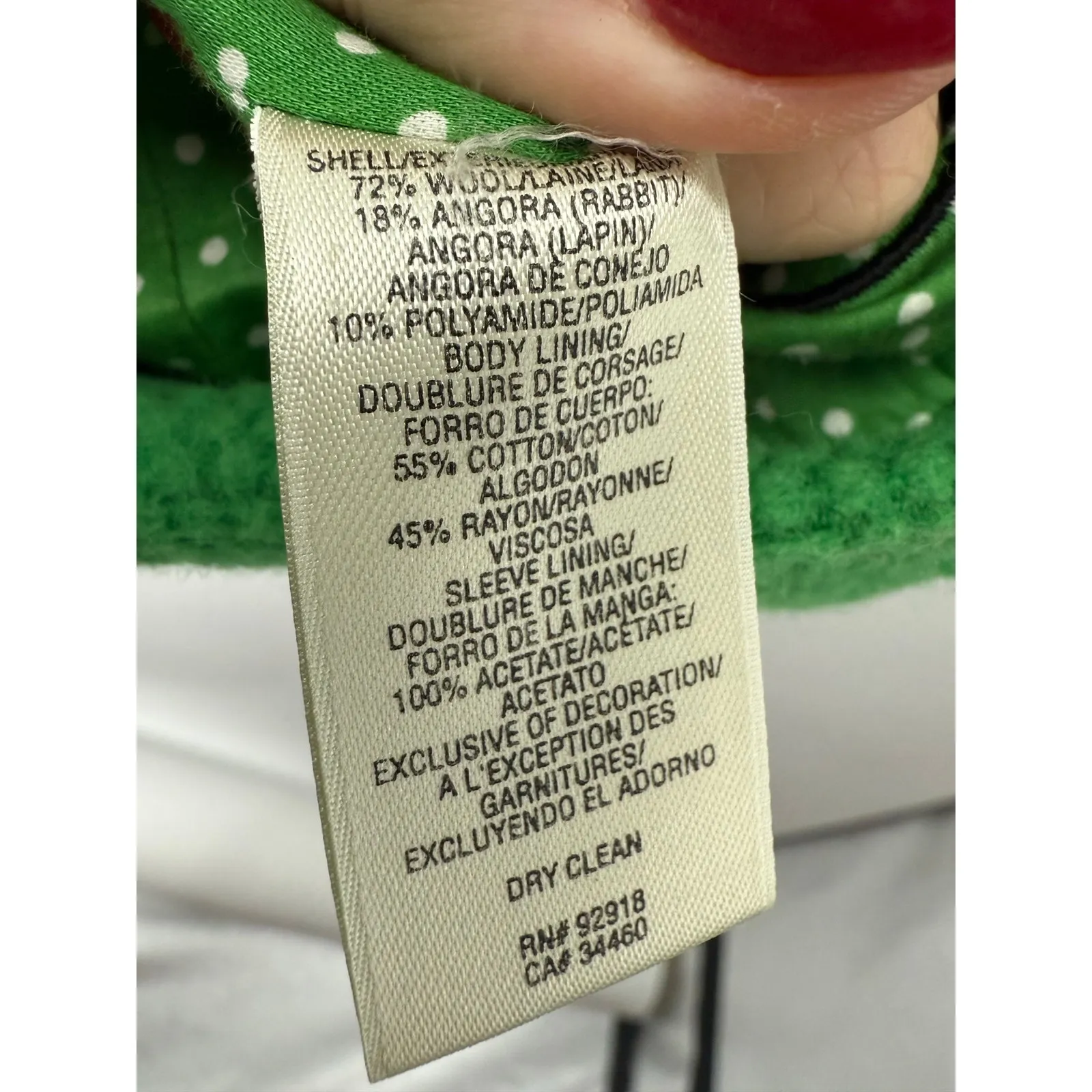 Juicy Couture Y2K Kelly Green Wool Angora Peacoat Jacket Size Small - Image 10