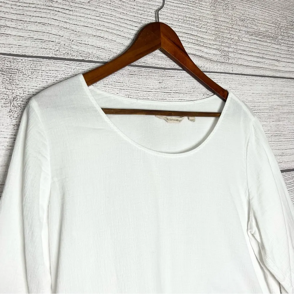 Soft Surroundings White Cotton Layered Blouse Casual Top Size Medium - Image 3