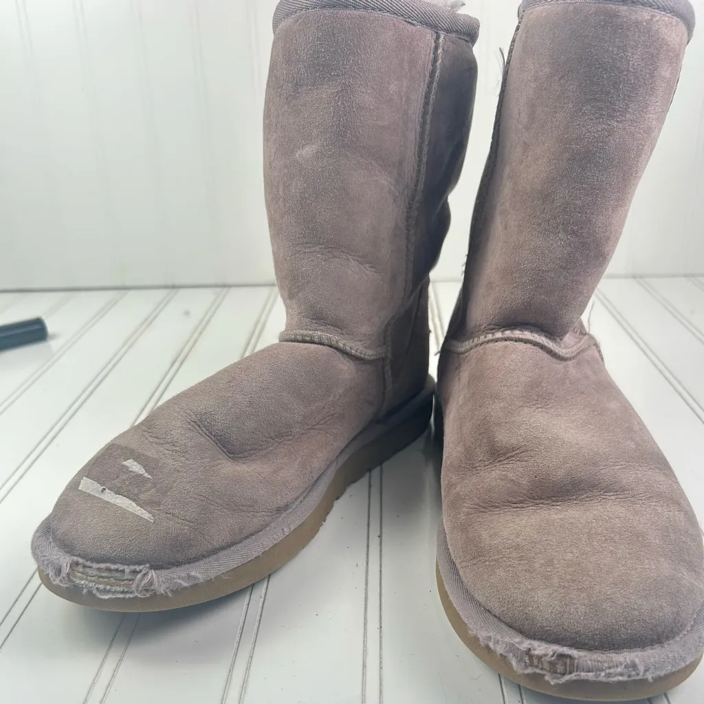 UGG AUSTRALIA Classic Short Purple Suede Boots Sheepskin Women’s Size 7 - Image 11