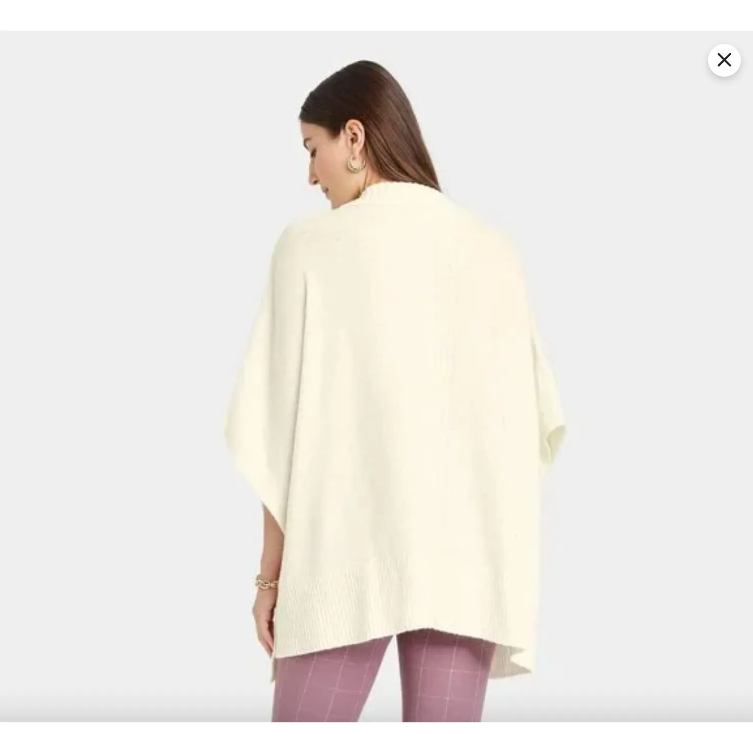 A New Day Sweater Womens OS Poncho Oversized Dolman Collar Pullover Cream NWT - Image 2