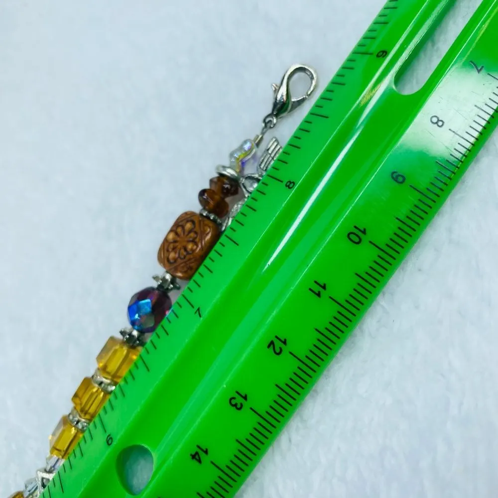 Womens Beaded Charm Bracelet Asymmetrical Beads Adjustable with Extender Chain - Image 11