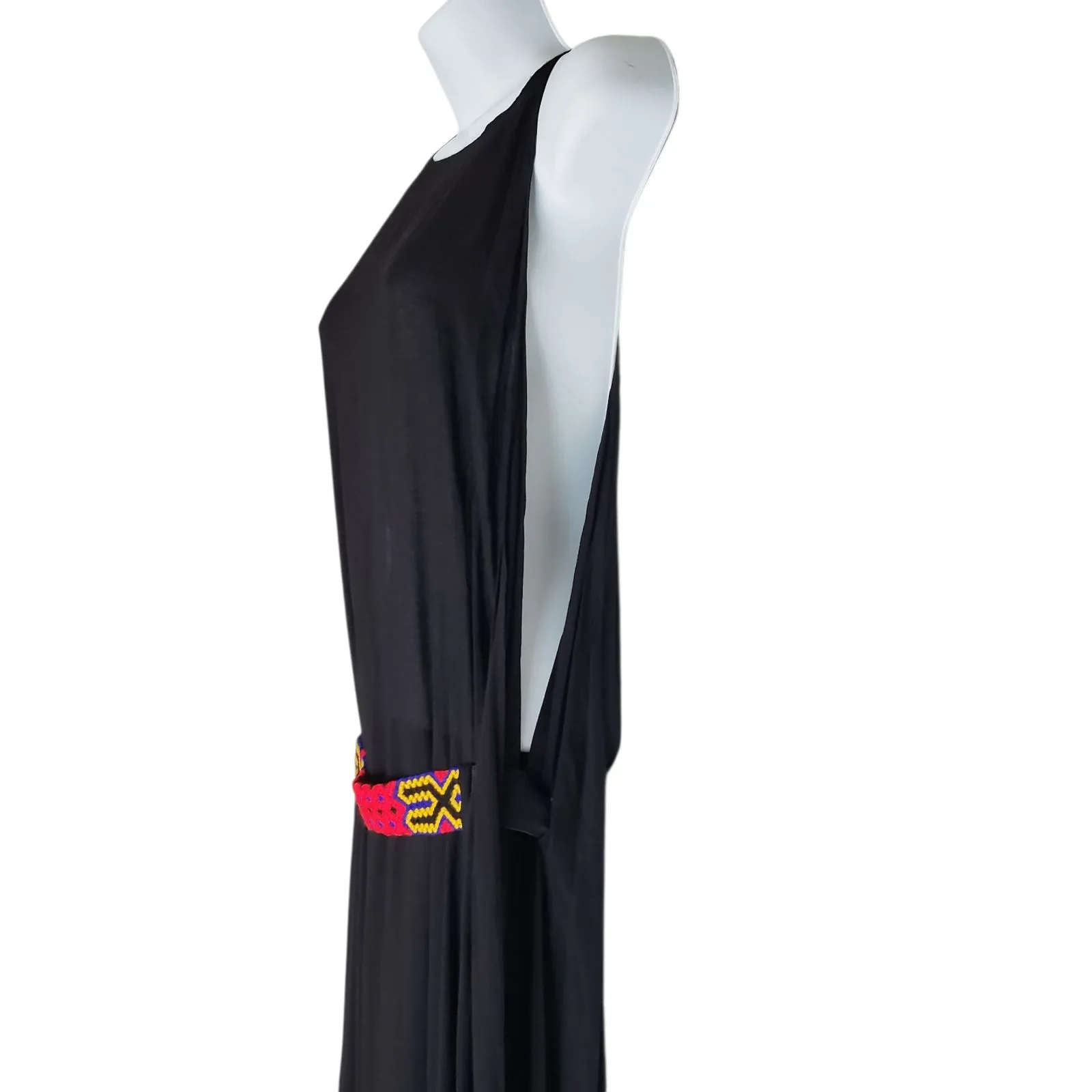 Indah Twiga Maxi Dress Womens Small Black Sheer Coverup Open Side Boho - Image 3