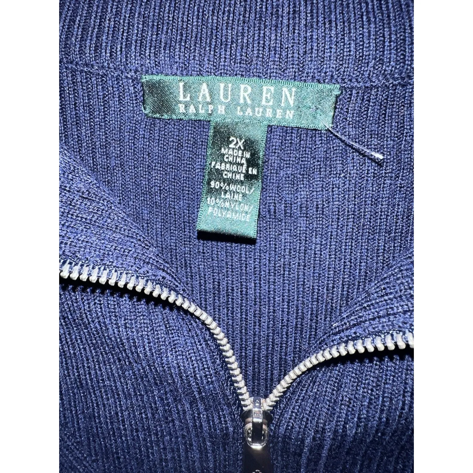 Ralph Lauren Women Long Knit Dress Navy Wool Size 2X Plus Maxi Classic Preppy Blue - Image 2