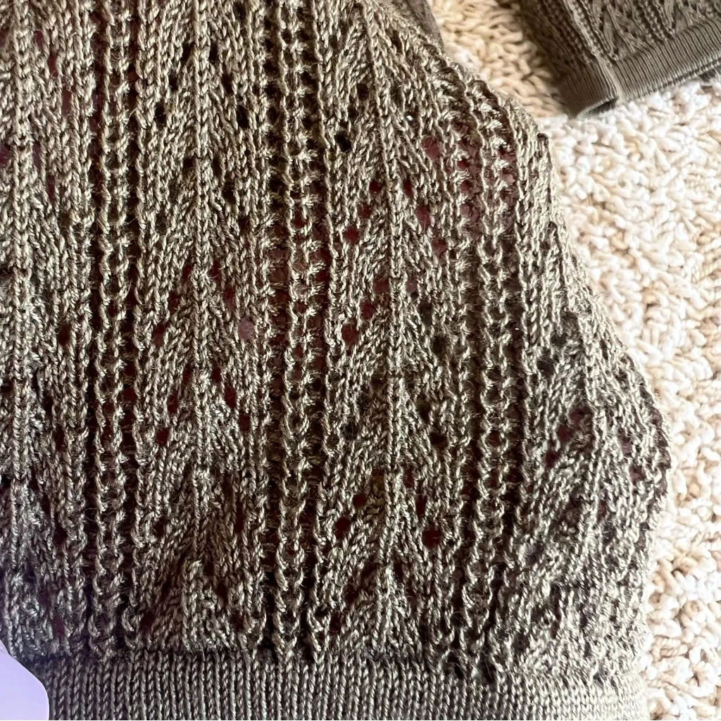 NWT Sag Harbor Mock Layered Sweater Size Large Olive Green Ruffled Cardi… - Image 8