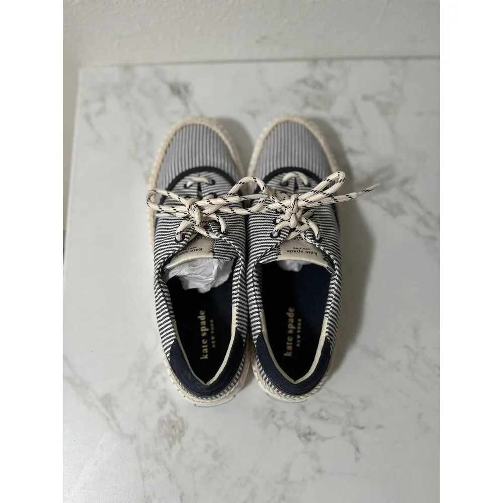 Kate Spade  Boat Party Women's Blue Striped Canvas Espadrille Sneakers Sz 9 B - Image 6