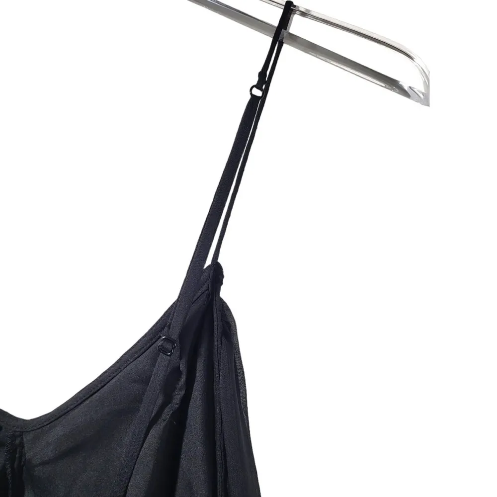 NWT Choosy Talkhouse Chiffon Wide Leg Plunging Lower Back Jumpsuit in Black - Image 9