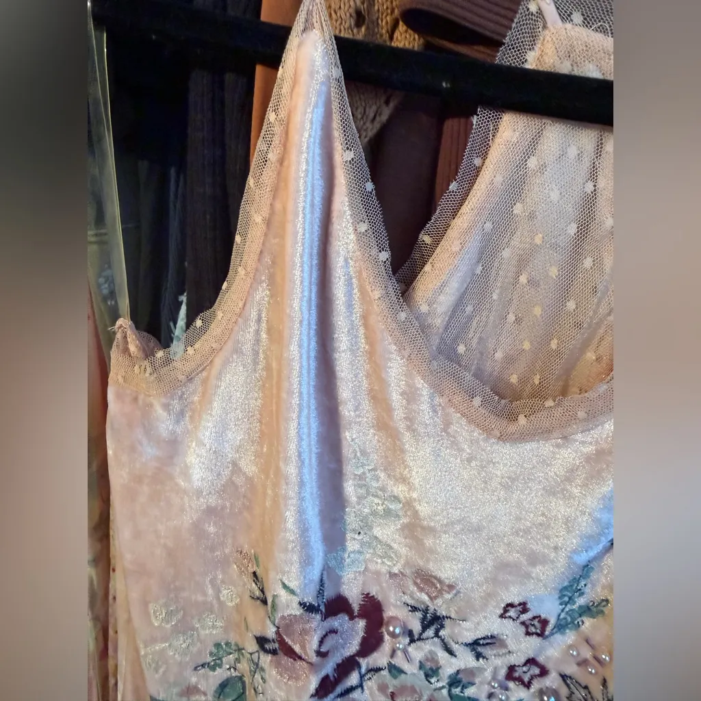 Chelsea and Violet Velvet Embroidered Mini Slip Dress - Image 3