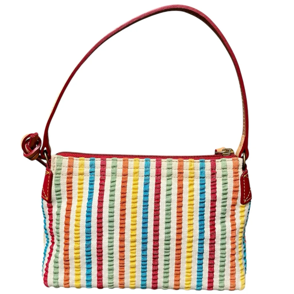 Dooney & Bourke Seersucker Multicolor Stripe Shoulder Bag w/ Bold Pink Interior - Image 2