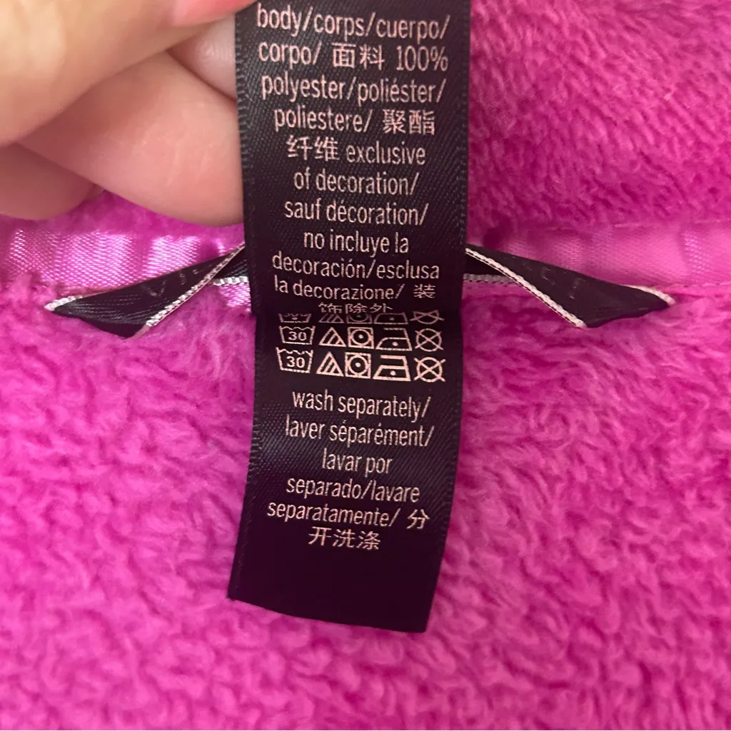 VICTORIA’S SECRET Fluffy Pink Plush Fleece VS Crest Front Tie Robe Size L - Image 10