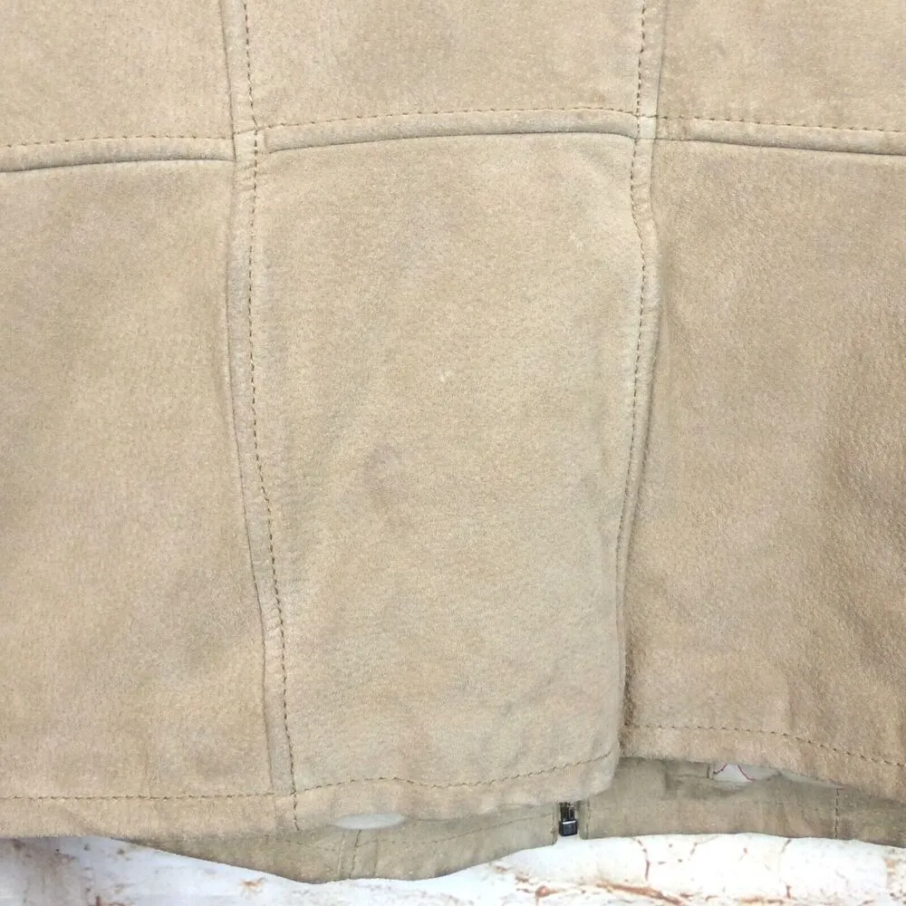 VTG Wilsons Suede Leather Bomber Aviator Flight Jacket Womens L Fur Lined Beige Size L - Image 12