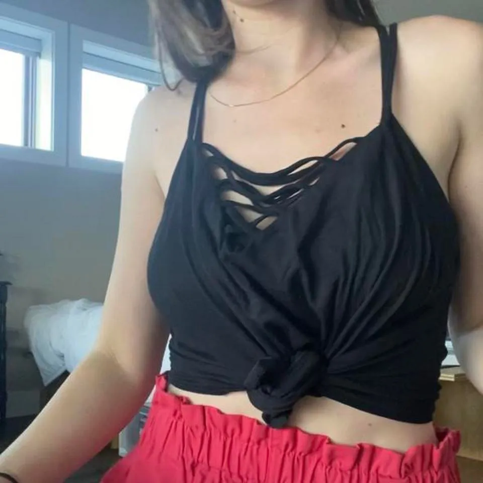 Vintage y2k black cami top with cross cross chest 🔥 - Image 2