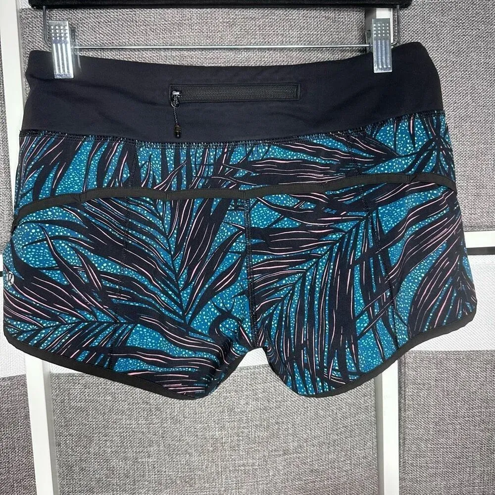 Lululemon Speed Up LowRise Lined Short 2.5”- Size 4- Palm Lace Tofino Teal/Black - Image 3