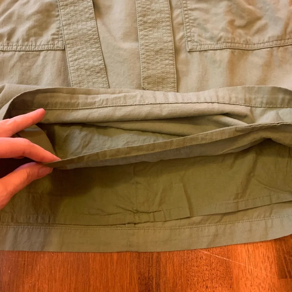 J. Crew Pencil Mini Skirt 12 Olive Green with Belted Front Back Zipper Lined - Image 8