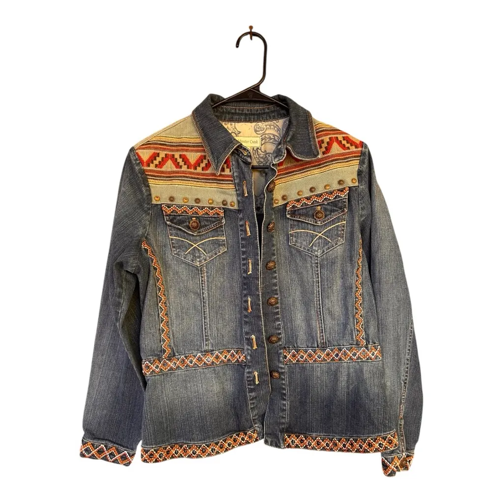 Coldwater Creek  SW Aztec print peplum denim jacket Size Medium - Image 2