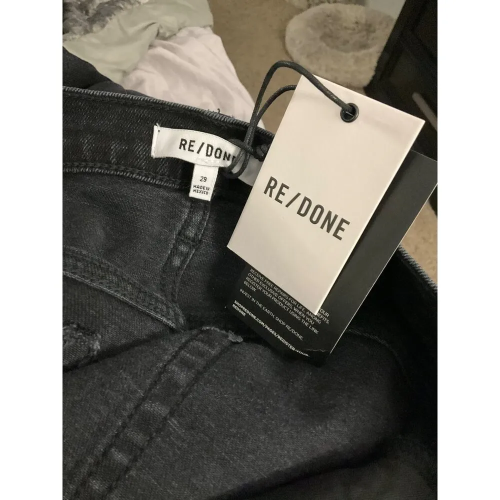 Re/Done Womens High-Rise Straight Leg Black Denim Jeans Size 29 - Image 5