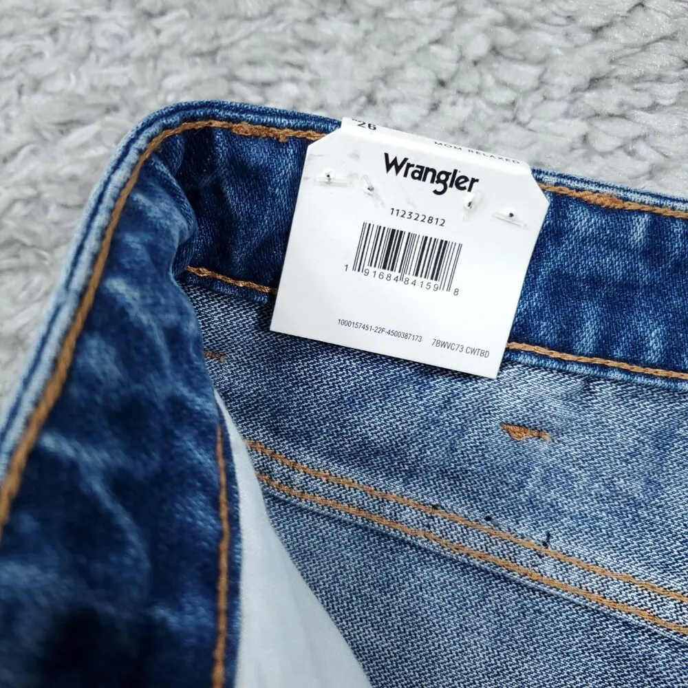 Wrangler High Rise Loose Mom Relaxed Jeans Ripped Medium Wash Blue Size 26x28 - Image 7