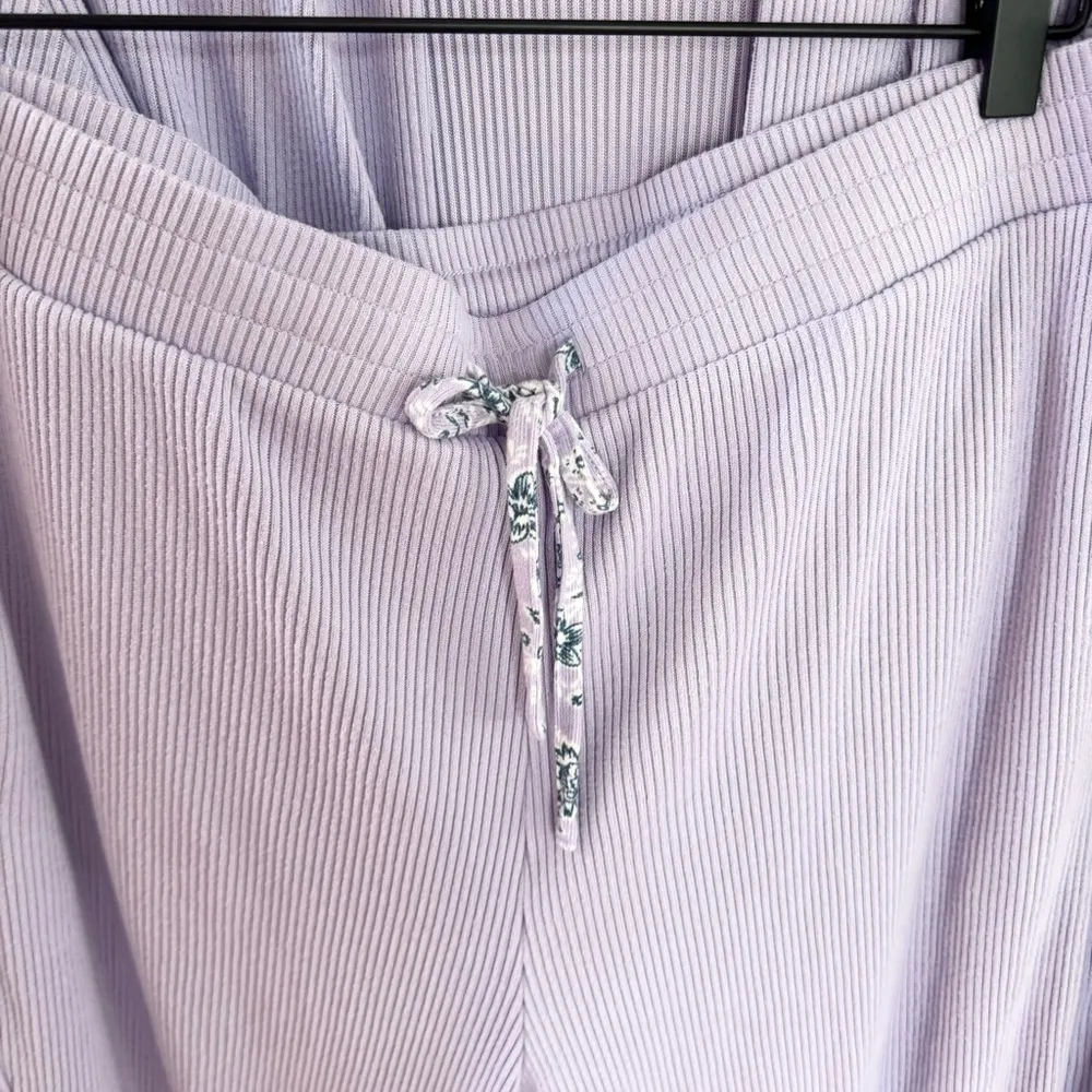 Lands' End Lilac Ribbed Lounge Robe and Pant set LARGE Purple - Image 9