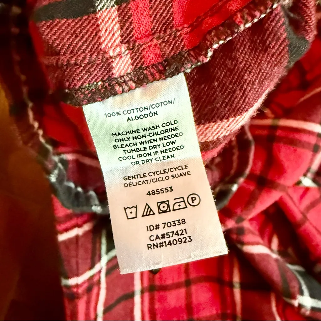 LOFT Red Flannel Cotton Pajama Set L - Image 5