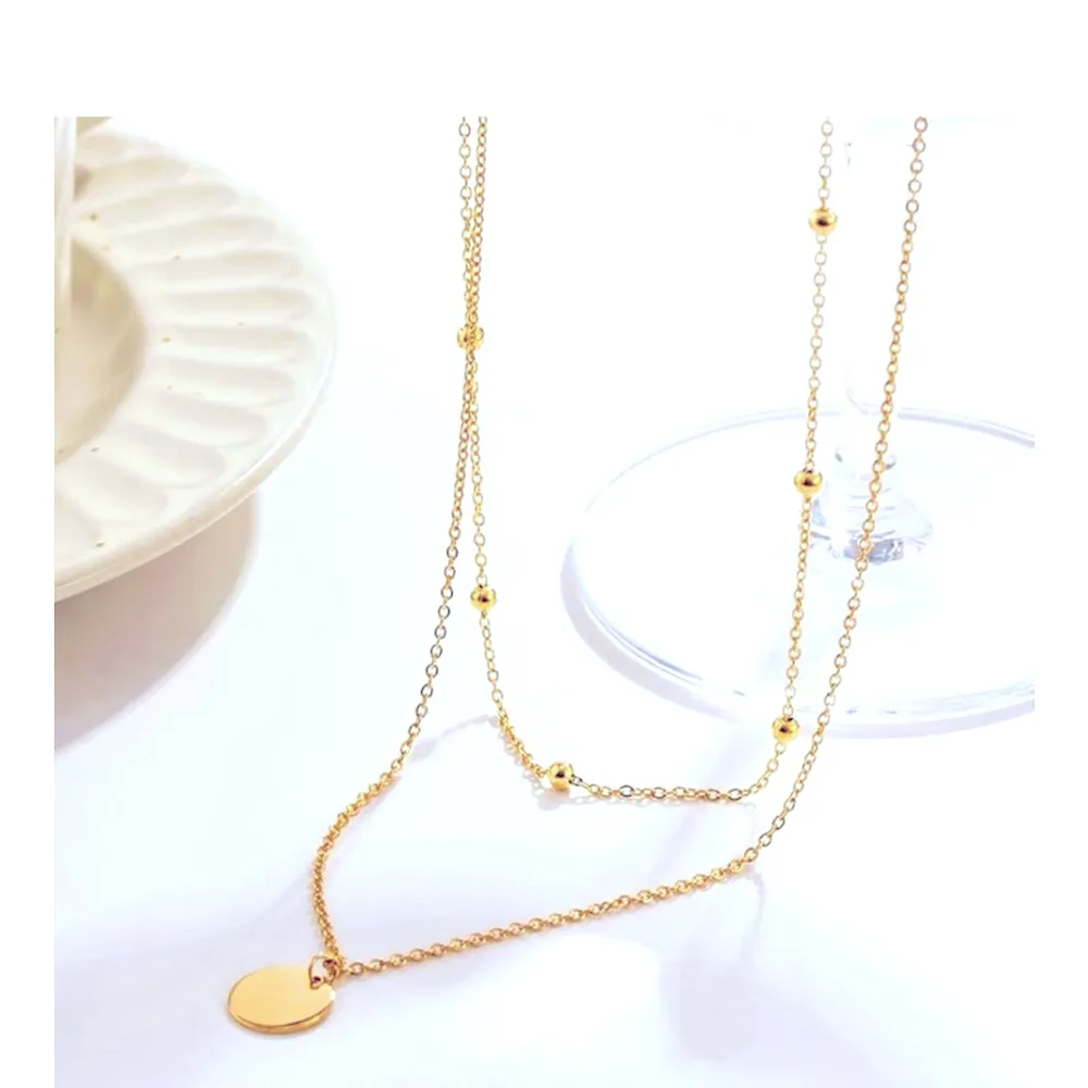 Layered‎ Coin Necklace | Yellow Gold Plated Sterling Silver - Image 6