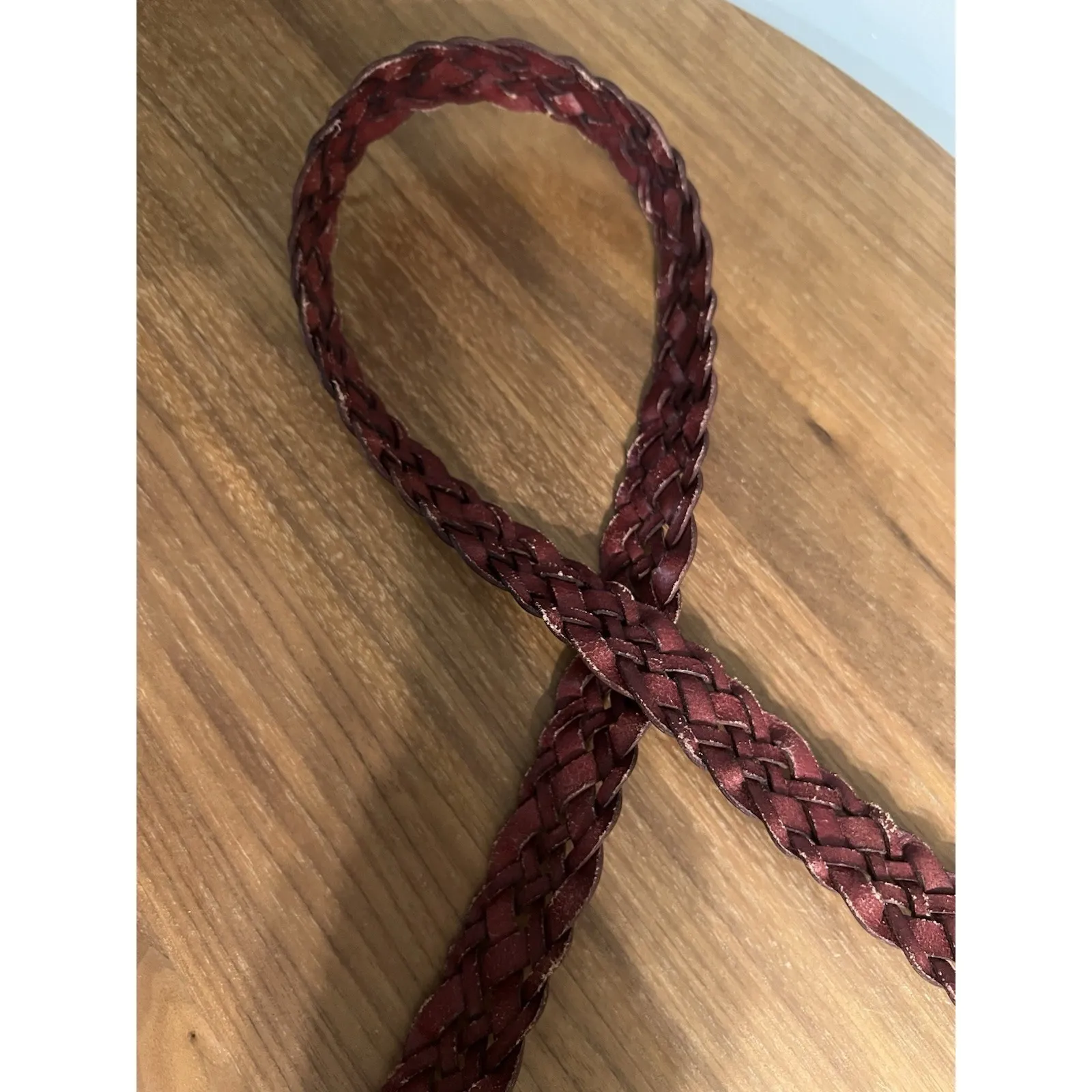 Etienne Aigner Leather Woven Belt Size Small Genuine Leather 8292 Solid Brass - Image 3