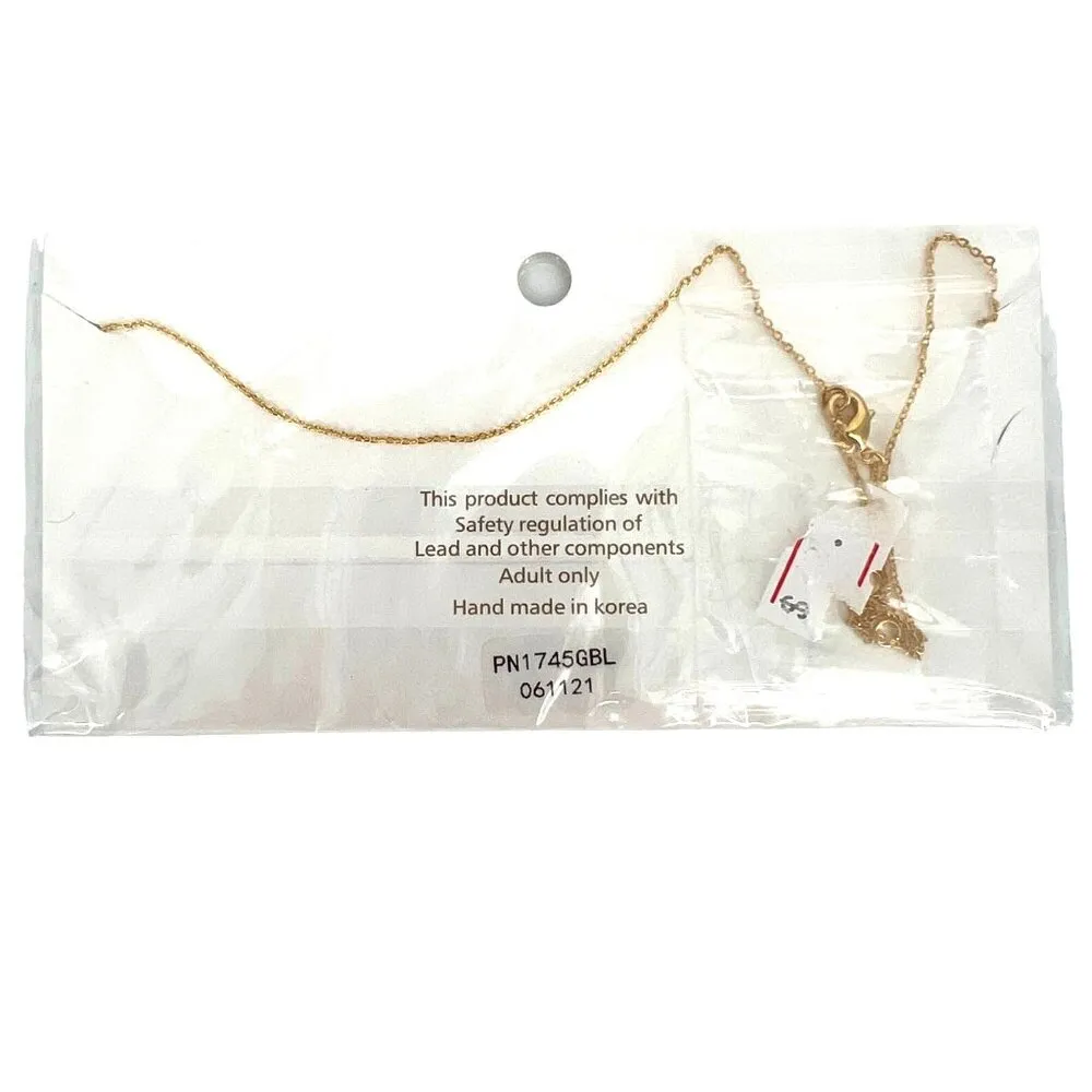 Lucky Charm Gold Dipped Sparkle Heart Necklace Gold Blue NWT - Image 6