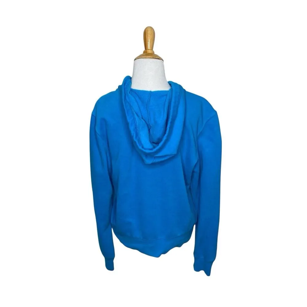 Aeropostale New York City Bright Blue Silver Hoodie Jacket Sweatshirt Size large - Image 4