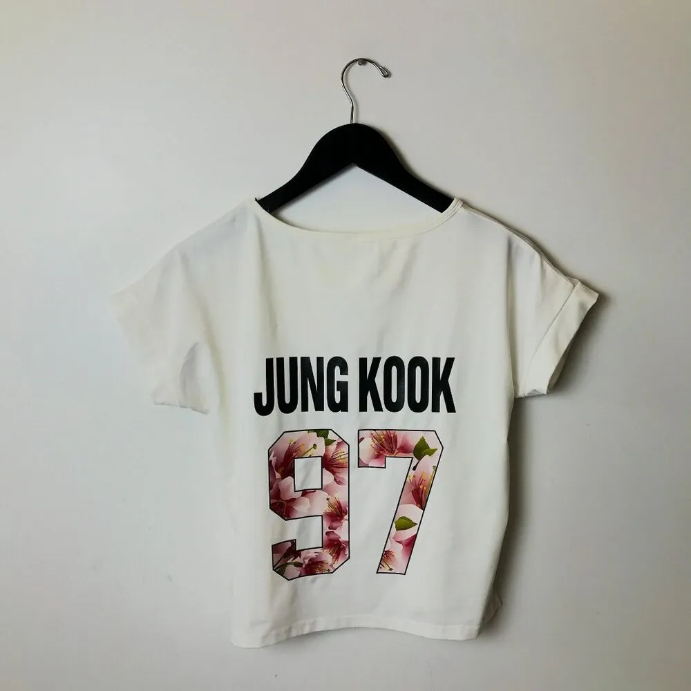 BTS Jung Kook Graphic Tee Womens White Medium M T Shirt Top Short Sleeve Cotton - Image 10