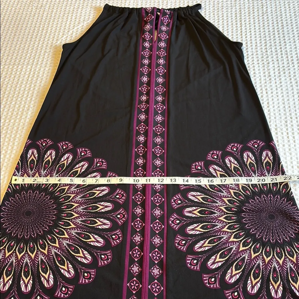 Apt. 9 Size S/M Black Purple Print Halter Shift Jersey Mini Sundress Travel - Image 14