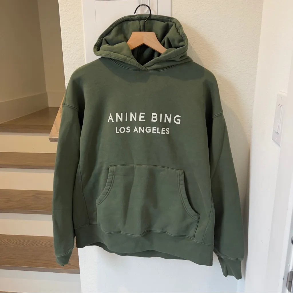 NWT Anine Bing Alto Hoodie Sweatshirt in Dark Olive Green - Image 4
