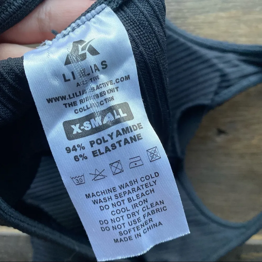 Lilias Active The Ribbed Knit Collection Black Sports Bra XS - Image 5