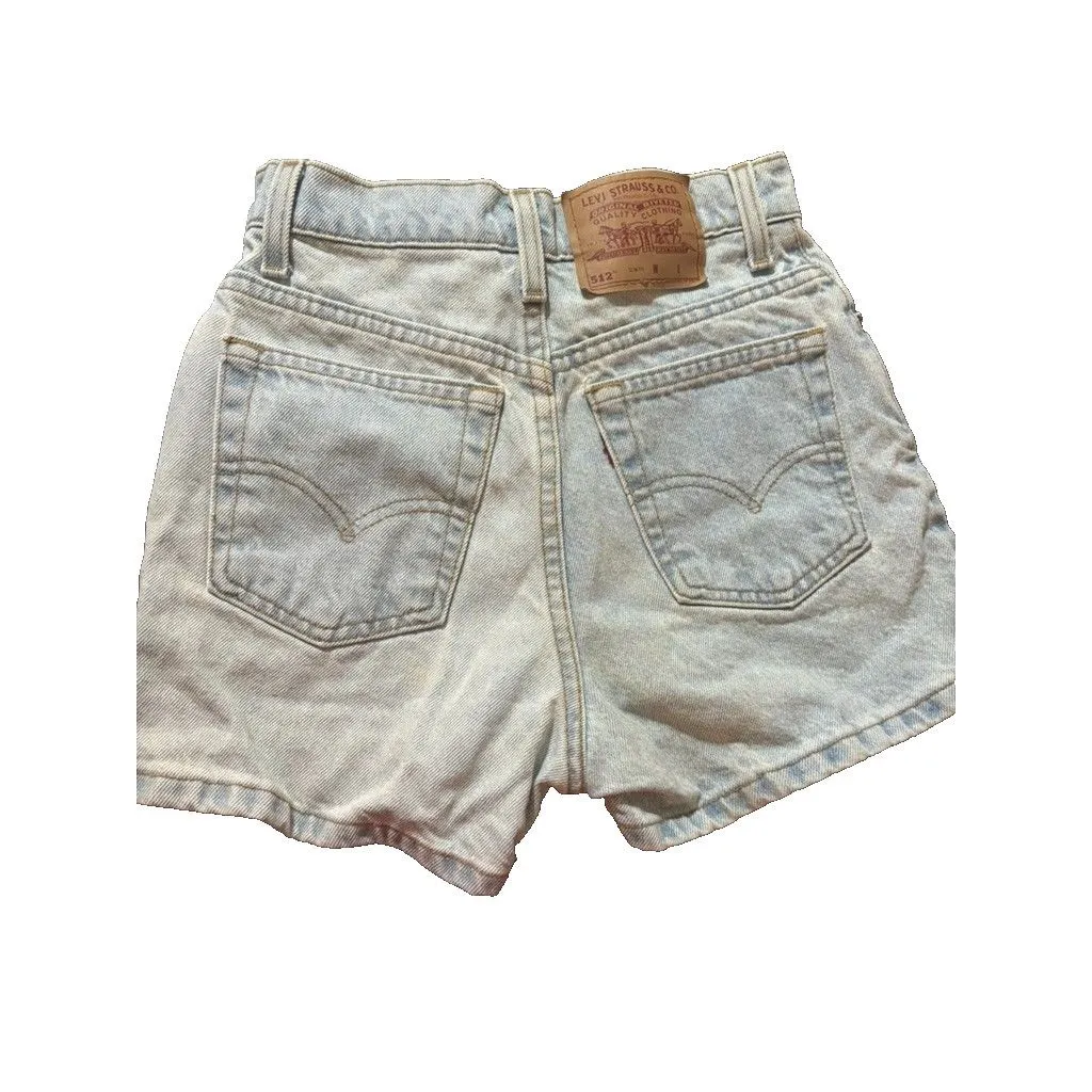 Vintage 1993 Levis 512 Denim Shorts Womens Sz 5 Slim Fit Light Wash Made In USA - Image 2