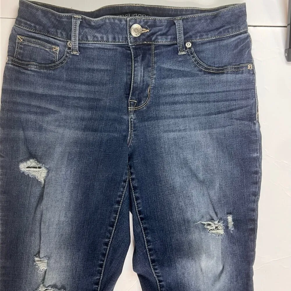 Maurice's Distressed‎ Jeggings Folder Hem Stretchy Women's Size Medium - Image 4