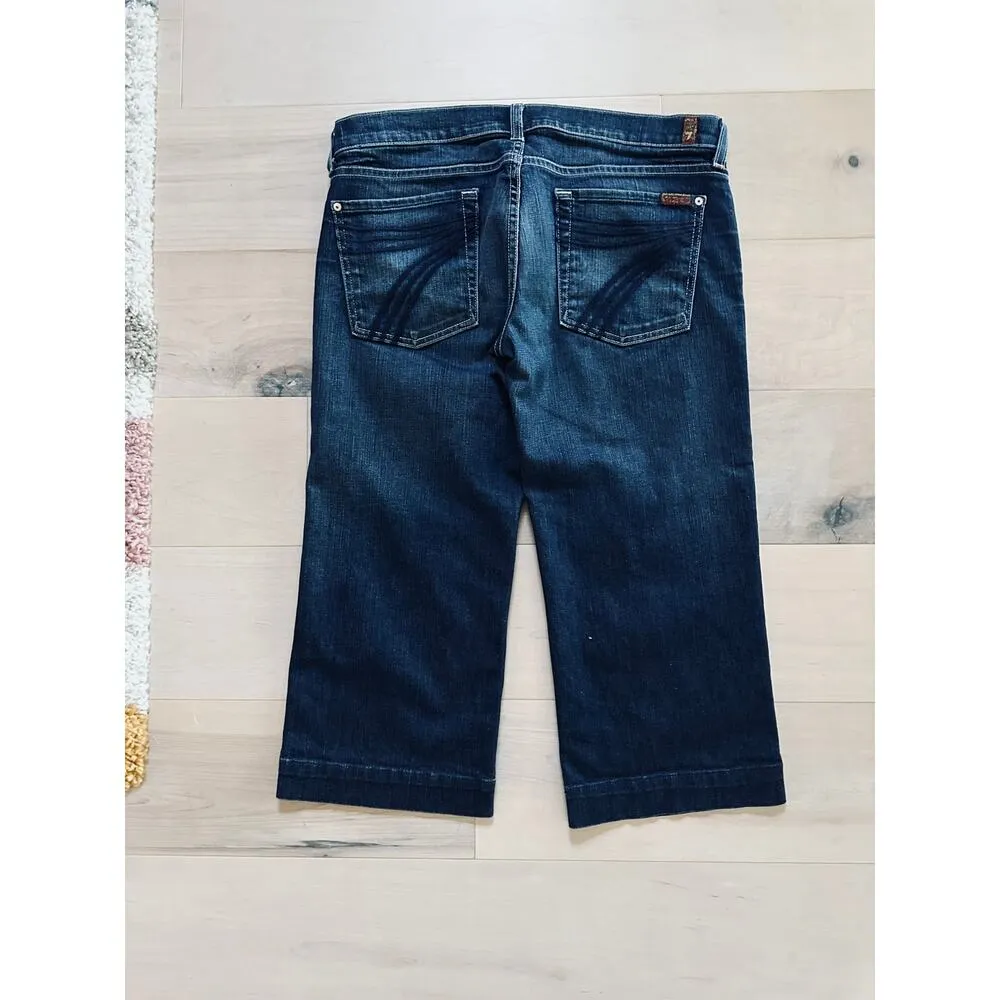 Women's Capri Denim Jeans Size 31 DArk WAsh Low Rise Y2K Era 7 For all Mankind - Image 4
