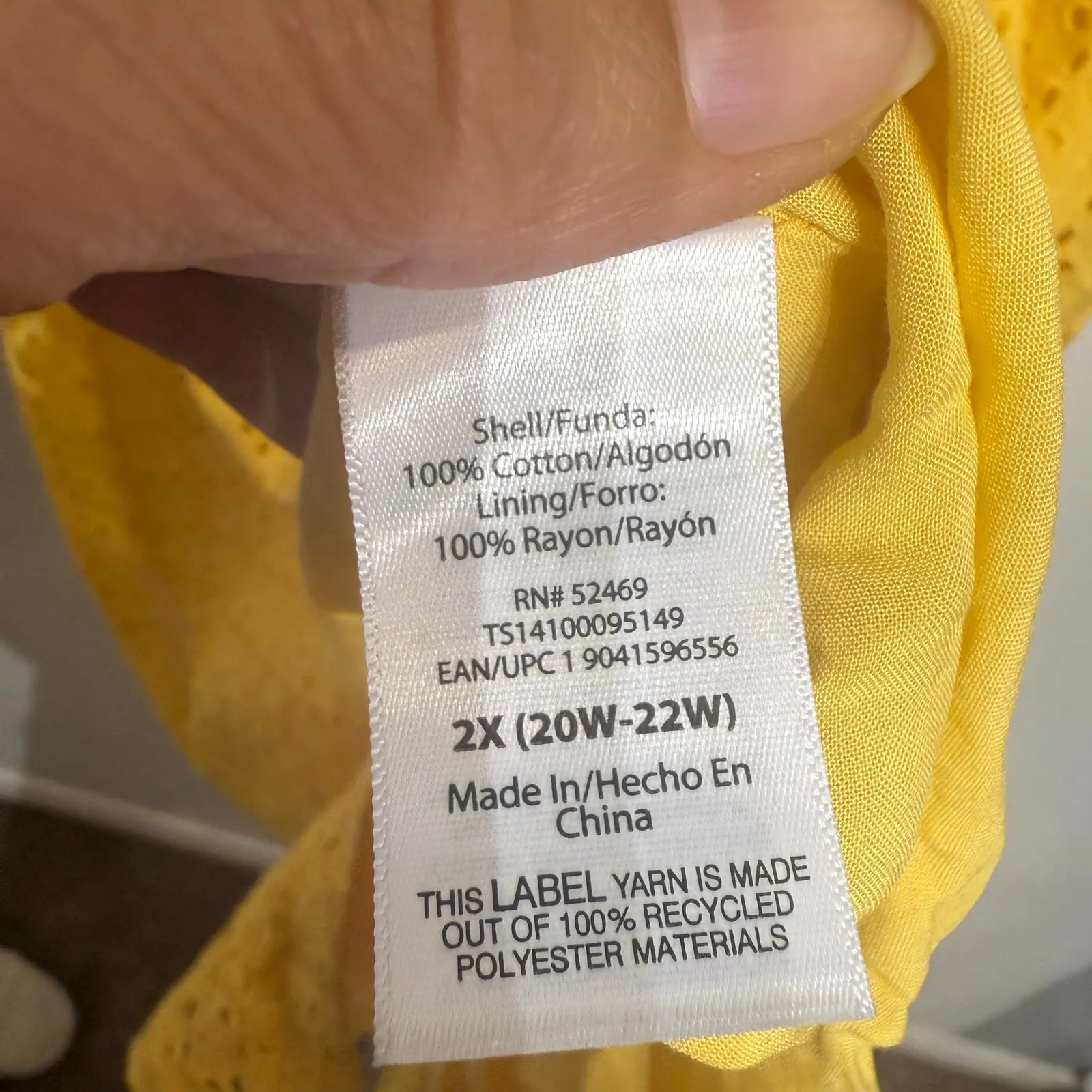 Terra & Sky Lunar Yellow Flutter Sleeves Midi Shirt Dress Sz 2X - Image 6