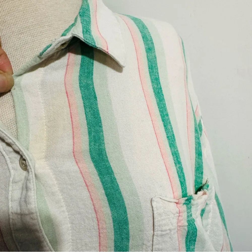 Old Navy Women The Boyfriend Linen Blend Oversized Striped Button-Up Shirt Sz XL - Image 3