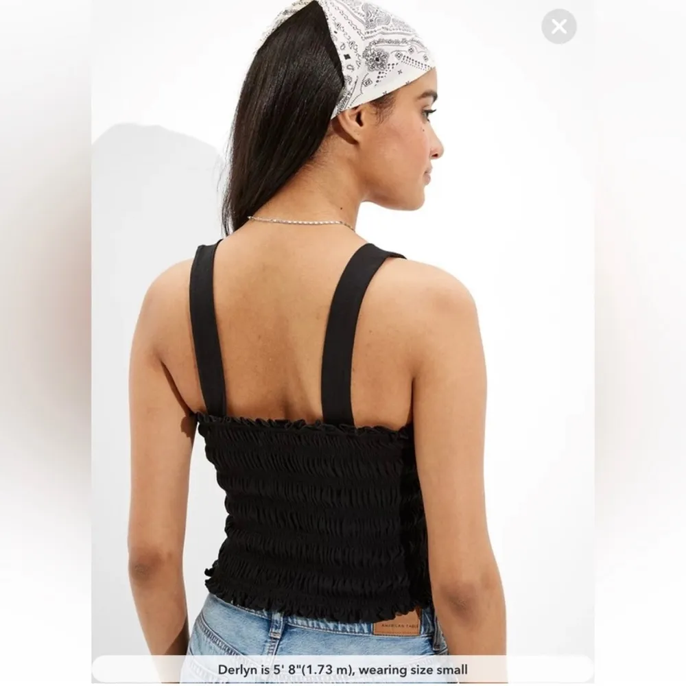 American Eagle Cropped Smocked Tank Top - Image 2