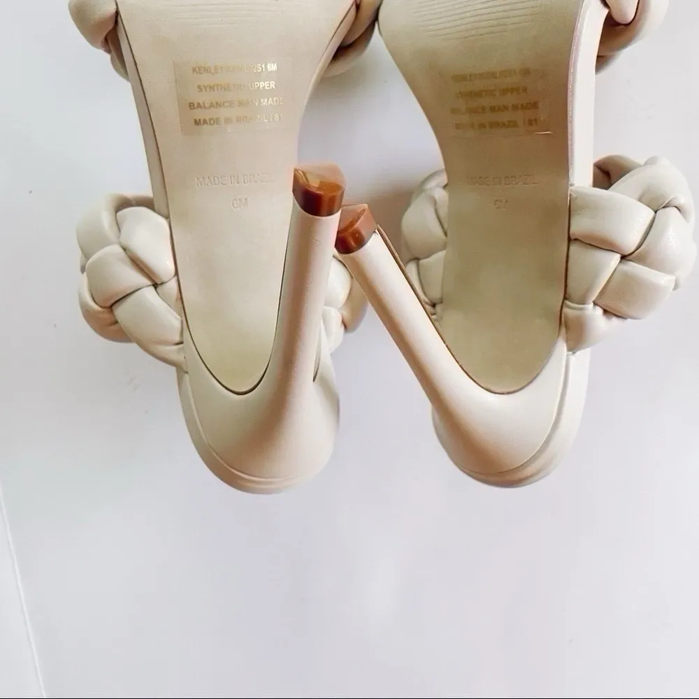 Steve Madden Kenley Plaited Heeled Mules in Off White Sandals Shoes - Image 9