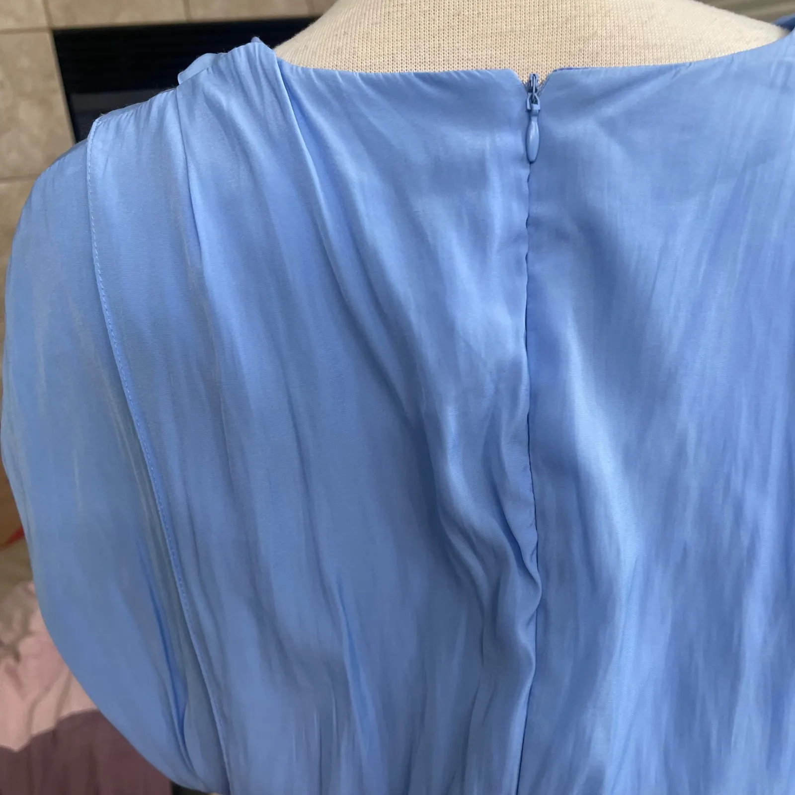 Joie Periwinkle Blue V Neck Cap Sleeve Midi Dress Size 6 victorian maxi belted - Image 5