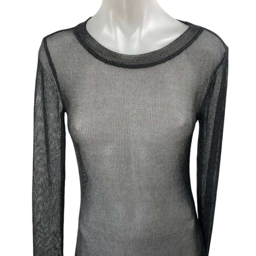 Darker Wavs Women's Black Long Sleeve Sheer Mesh T Shirt Tee Mini Dress Size M Size M - Image 3