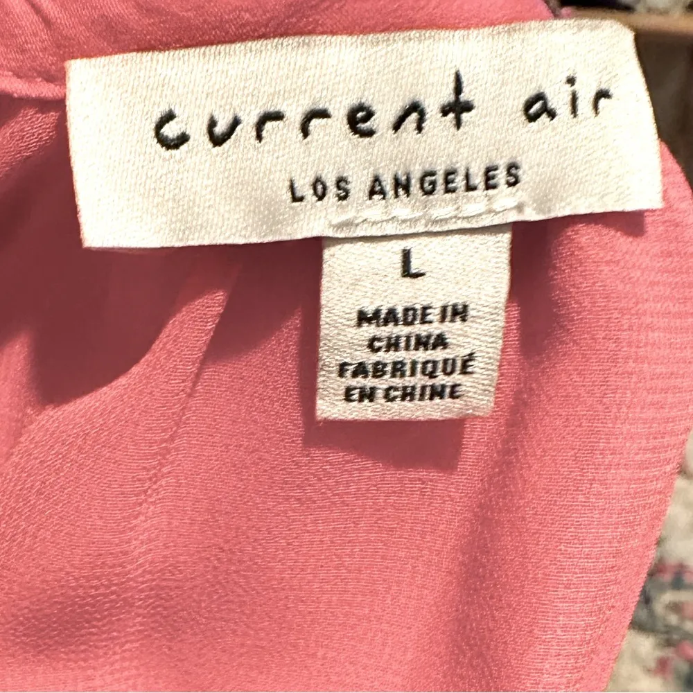 ANTHRO CURRENT AIR PINK SHORT FLUTTER SLEEVE PLEATED SMOCKED VNECK DRESS L - Image 5