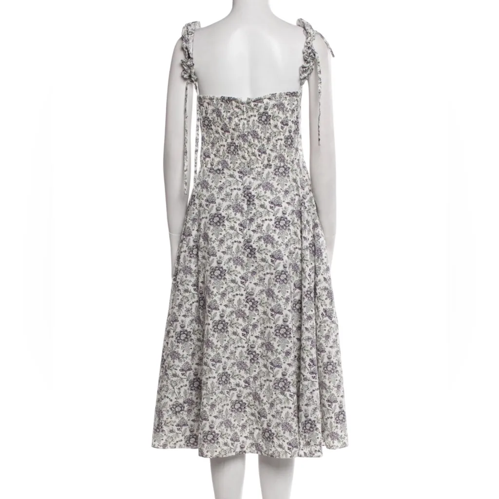 Rebecca Taylor La Vie Provencal Cottage Prairie White Purple Floral Midi Dress S - Image 6