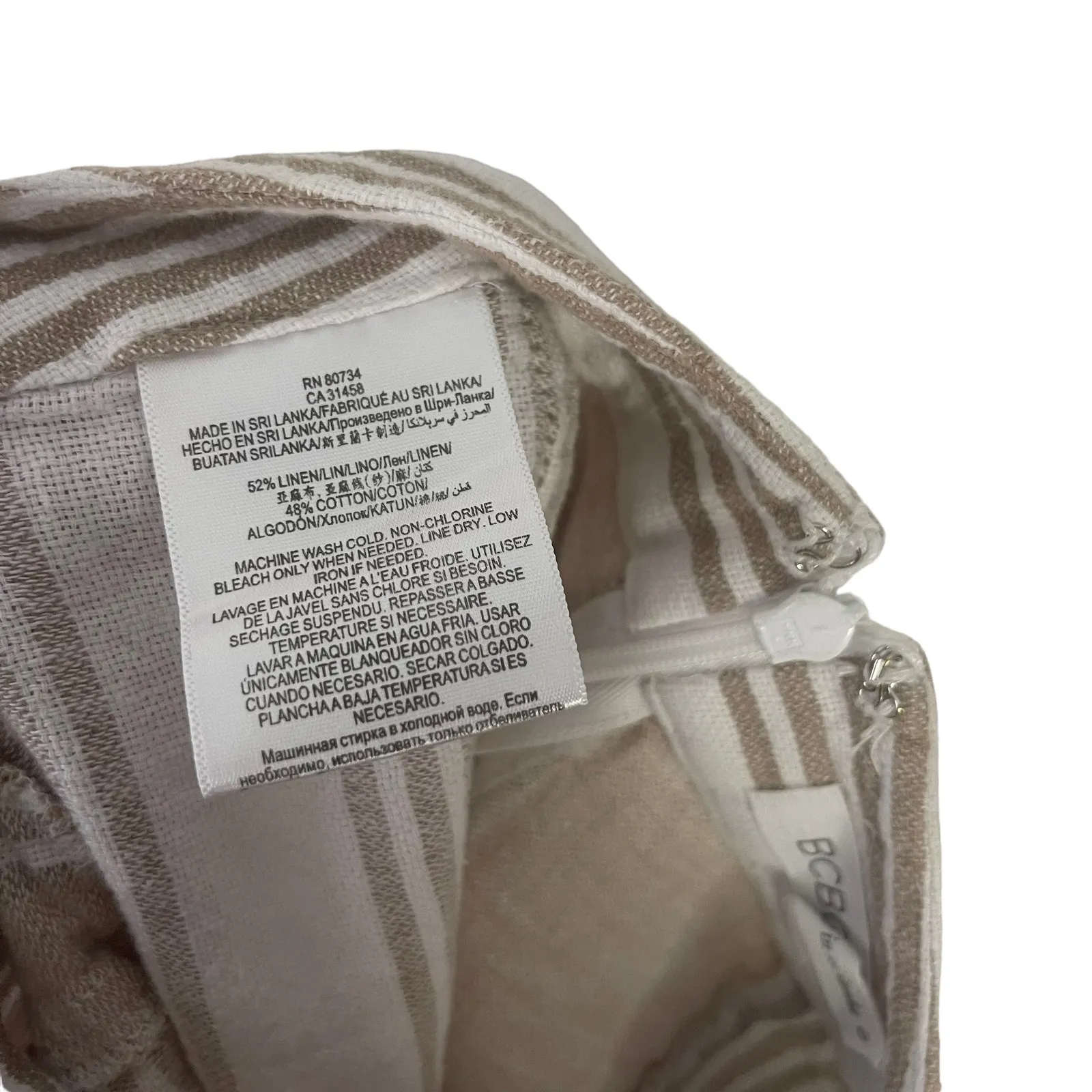 BCBGMAXAZRIA Women's‎ Size 0 White Tan Linen Shorts - Image 4