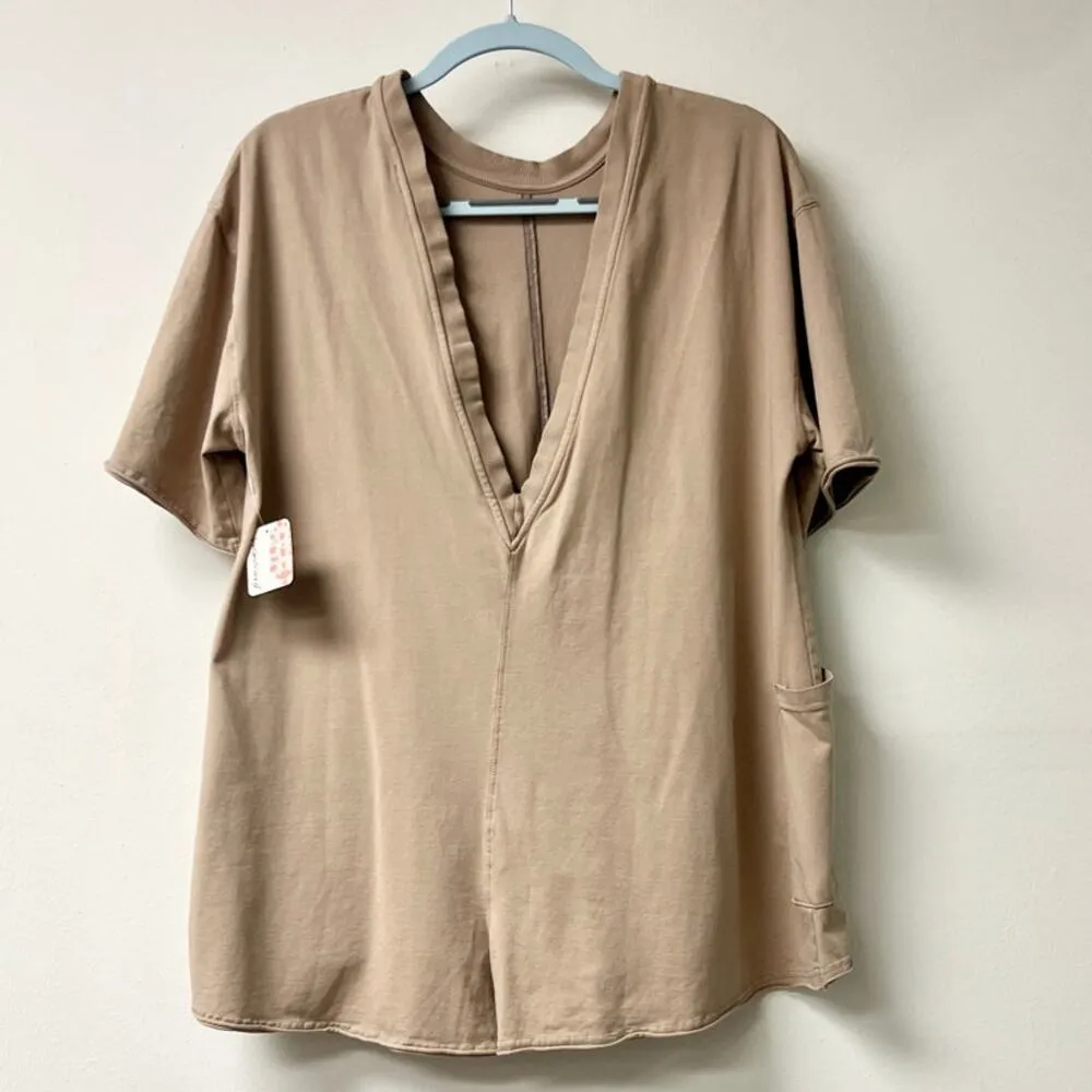 NWT FP Movement by Free People Hot Shot Tee Romper Mocha Latte Women's Size XS Brown - Image 5