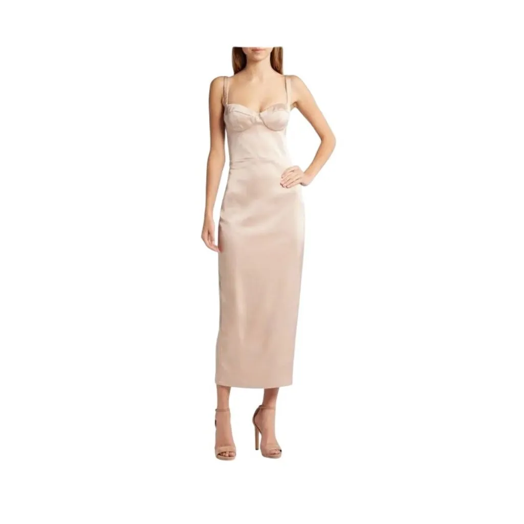 Katie May Teagan Dress in Cafe Small New Women Satin Midi Corset Cocktail - Image 8