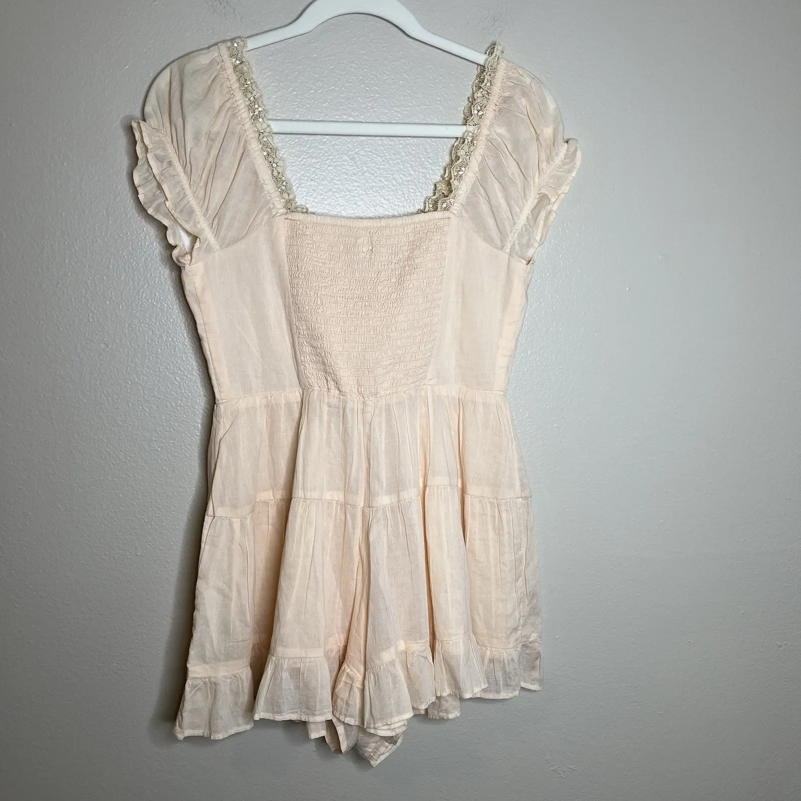 Women's Romper Playsuit Fairy Milkmaid Cottage Core Whimsigoth Lace S UO BCG - Image 13