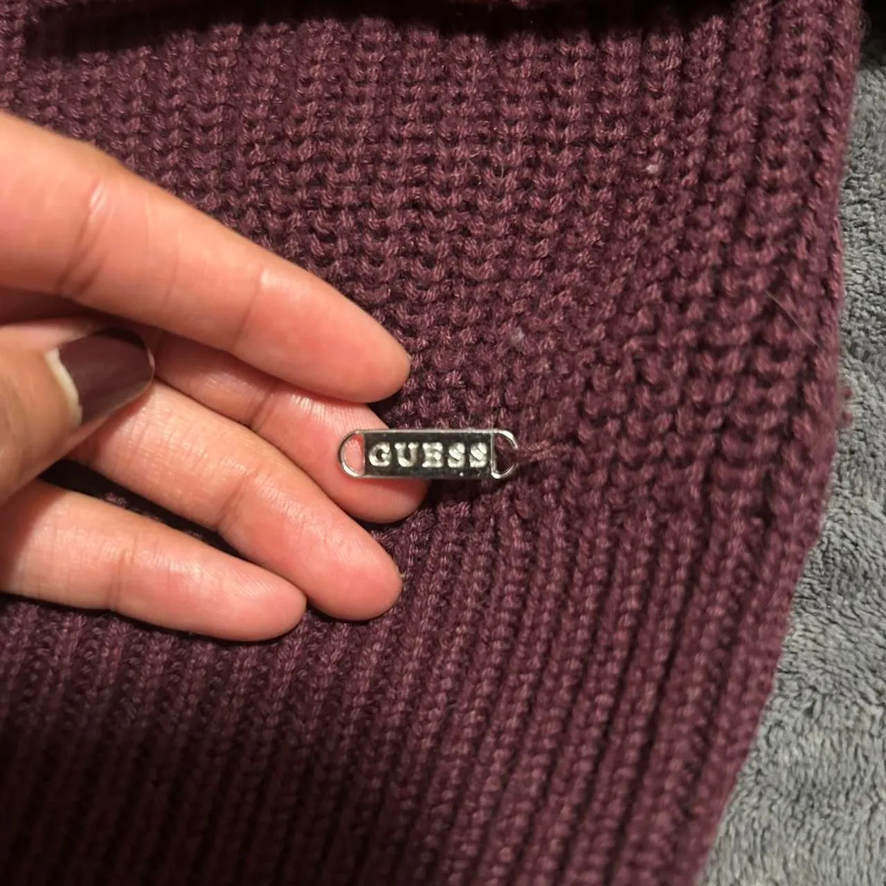 Guess Burgundy lace up sweater - Image 2